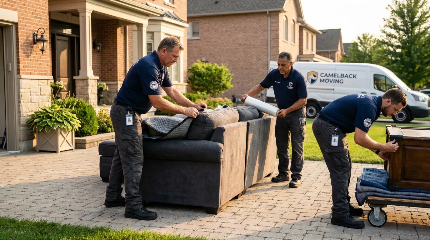 Large estate moving crew wrapping furniture in Marathon, FL